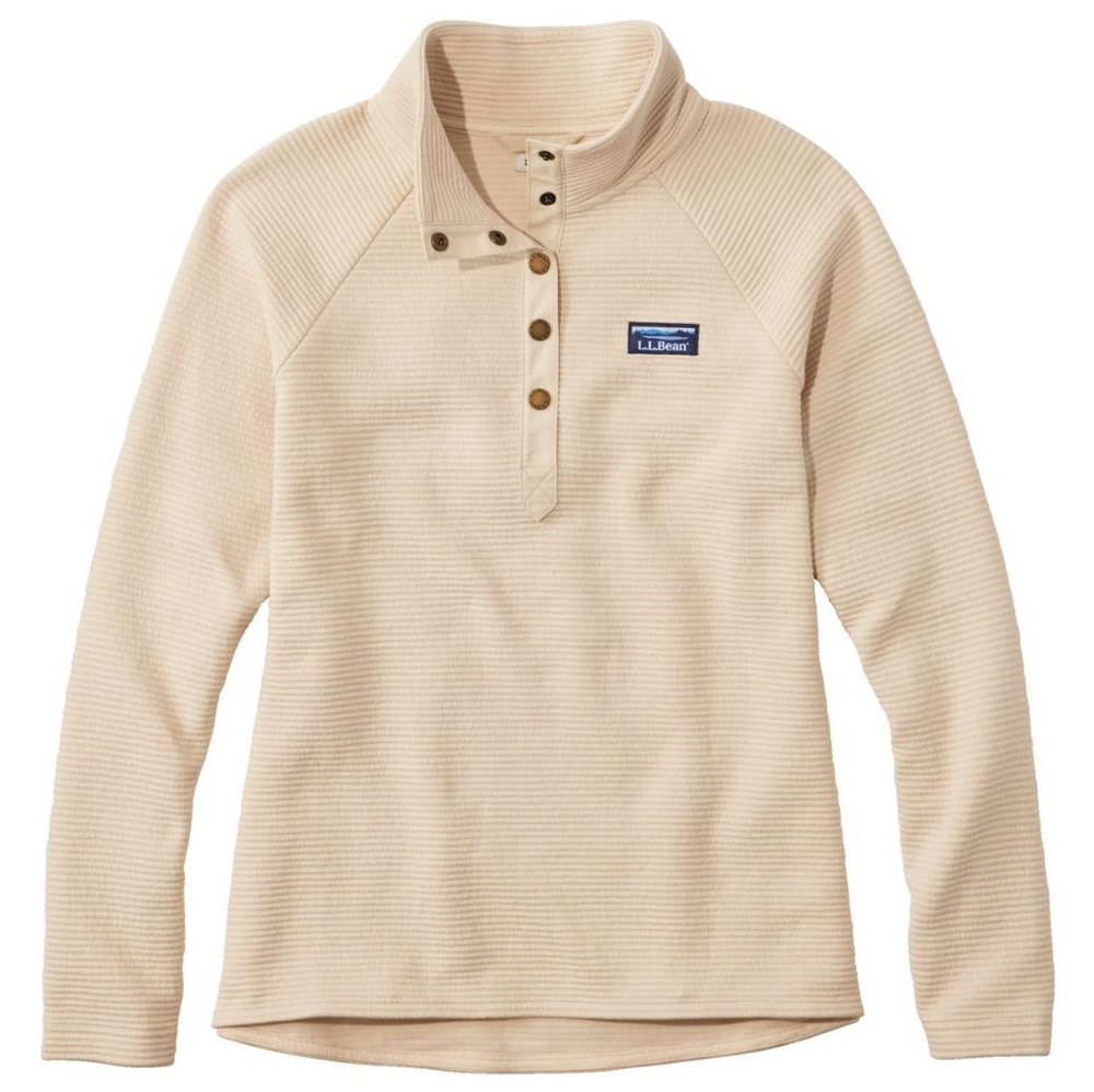 L.L. Bean Women's Lakewashed Double-Knit Quarter-Snap Oatmeal Size Small